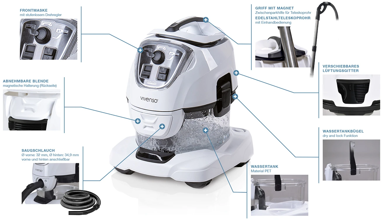 Vivenso Wasserstaubsauger Beschreibung Teile Komponenten Preis Komplettset Komplettpreis